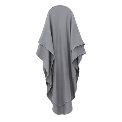 Muslim Dress for Girl Abaya Kaftan Kids Islamic Prayer Clothes Long Sleeve Dress Dubai 2026 Ramadan Hijab Sets - color: Gray, size: 6-12 Months