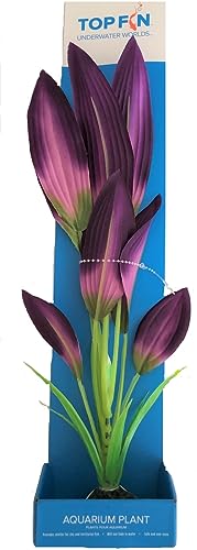 1-Top Fin Underwater Worlds Aquarium Plant Artificial Plastic with Purple Silk Leaves (12" Purple)