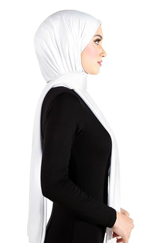 Women Cotton Jersey Hijab Scarves Muslim Shawls Turban Head Scarf Wraps Long 78" x 30" - color: White