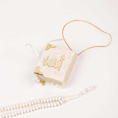 BABY SHOWER CHOCOLATE Set of 10 Islam Quran Tasbeeh Islamic Set | Holy Quran Prayer Beads Gift Box Favor (White) - color: White