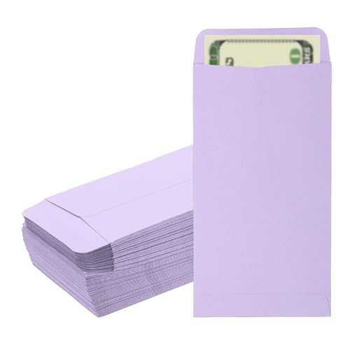 PATIKIL Money Envelope, 100 Pack 6.5" x 3.5" Cash Envelopes Money Holder Bags Budgeting Saving Challenge Letter for Gift Coins Checks Tickets Jewelry Passport Card, Purple - color: Purple, size: 6.5" x 3.5"