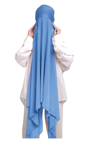 Lina & Lily Muslim Chiffon Instant Hijab Head Scarf with Matching Tie Back Jersey Undercap - color: Sky Blue