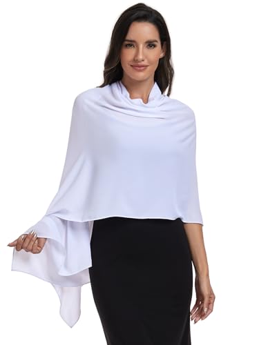 Chiffon Shawl and Wraps for Women Warm Scarves Wedding Evening Bridal Scarfs Pashmina Shawls - color: White