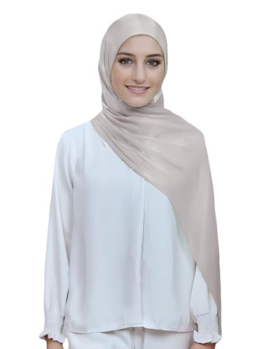 Lina & Lily Sheen Shimmer Women's Crepe Scarf Shawl Wrap Head Hijab Lightweight - color: Light Mink