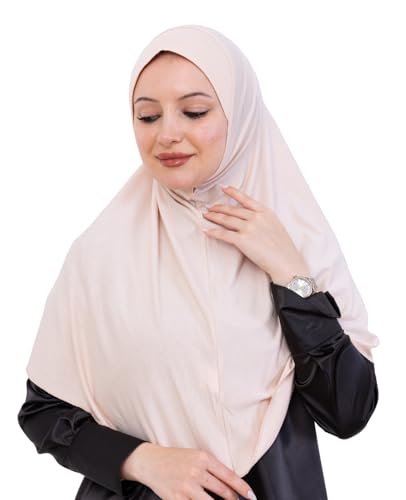 Prien Ready Hijab For Women, One Piece Muslim Instant Turban, Easy To Wear Long Head Scarf, Turkish Islamic Clothes For Abaya - color: Beige