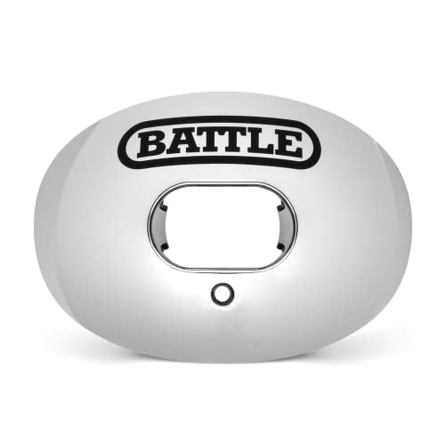 Battle Sports Chrome Oxygen Football Mouthguard | Maximum protection, Safe secure comfortable fit, Breathable built-in airflow channels, No boil required, Advanced composite - color: Silver