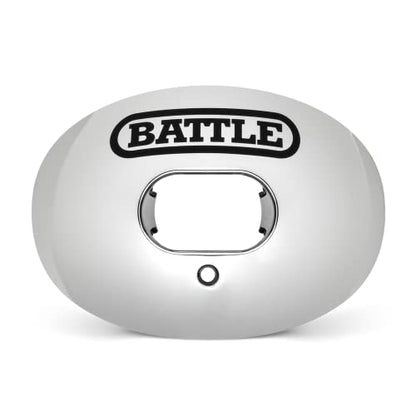 Battle Sports Chrome Oxygen Football Mouthguard | Maximum protection, Safe secure comfortable fit, Breathable built-in airflow channels, No boil required, Advanced composite - color: Silver