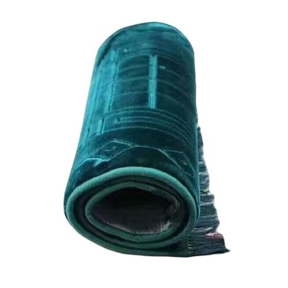 Thick Flannel Muslim Prayer Rug Embossed Turkish Prayer Carpet Islam Prayer Mat Rosary Beads for Men Women Islamic Janamaz Great Ramadan Eid Gift Elegant Sajadah with Tassel Salat Rug 80x120cm - color: Green