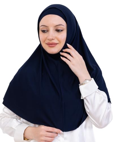 Prien Instant Hijab For Women, Muslim Long Scarf, Undercap Turban Set, Turkish Islamic Clothing, Prayer Clothes For Abaya - color: Navy Blue