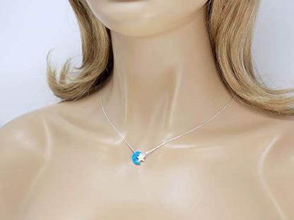 Martinuzzi Accessories Opal Moon and Star Necklace 925 Sterling Silver Chain - style: Blue Moon White Star