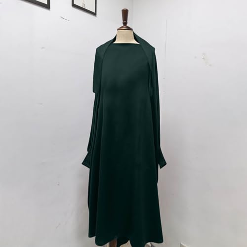 Lmdudan Girls Muslim Dress Hood Long Sleeve Prayer Dresses Robe Dubai Abaya 2026 Ramadan Kaftan Dress Kids 6-13 Years - color: Green, size: 6-7 Years