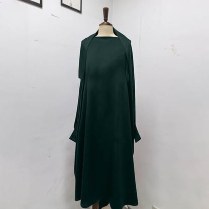 Lmdudan Girls Muslim Dress Hood Long Sleeve Prayer Dresses Robe Dubai Abaya 2026 Ramadan Kaftan Dress Kids 6-13 Years - color: Green, size: 8-9 Years
