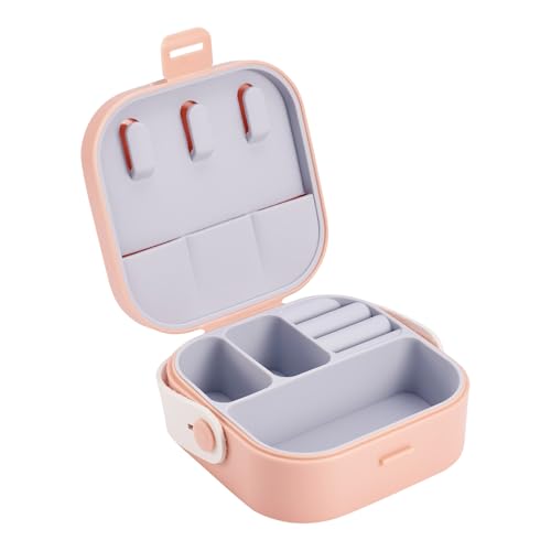 Silicone Jewelry Boxes Present Box,PU Leather Travel Jewelry Case,Mini Jewelry Box Travel Jewelry Box Jewelry Gift Boxes Necklaces Earrings Bracelets Boxes for Women,Pink - color: Pink