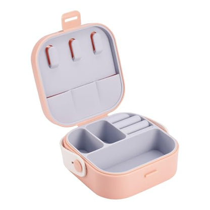 Silicone Jewelry Boxes Present Box,PU Leather Travel Jewelry Case,Mini Jewelry Box Travel Jewelry Box Jewelry Gift Boxes Necklaces Earrings Bracelets Boxes for Women,Pink - color: Pink