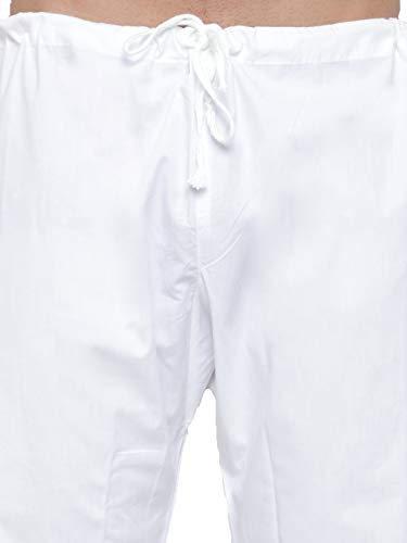 Maple Clothing Men's Kurta Pajama White Cotton Indian Clothes - size: X-Large