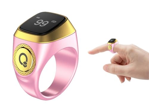 Smart Ring Counter, Smart Tasbih Zikr Ring, Muslim Islamic Prayer Smart Rings,Tasbih Counter Smart Ring, Digital Electronic Smart Tally Counter, Tasbeeh Smart Counter for Prayer (Pink, 18mm)