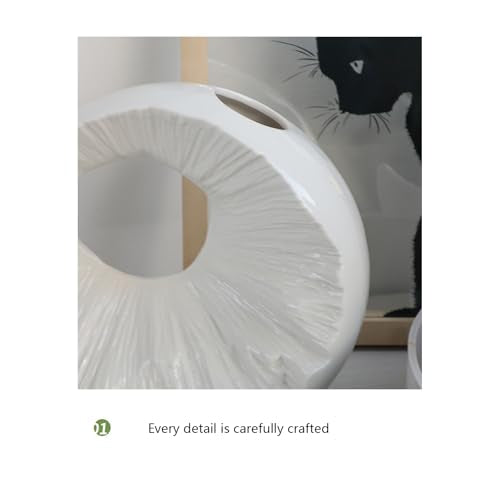 White Ceramic Decorative Vase, Square with Circular Cutout - color: White - Square Cutout Vase
