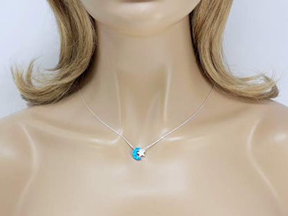 Martinuzzi Accessories Opal Moon and Star Necklace 925 Sterling Silver Chain - style: Blue Moon White Star