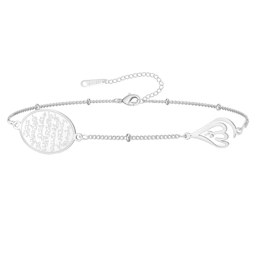 VASSAGO Islamic Ayatul Kursi Oval Bracelet for Women Allah Teardrop Link Bracelets Arabic Muslim Quran Calligraphy Charm Bracelet Islam Eid Ramadan Gift Jewelry Gifts - color: Ayatul Kursi Bracelet-S