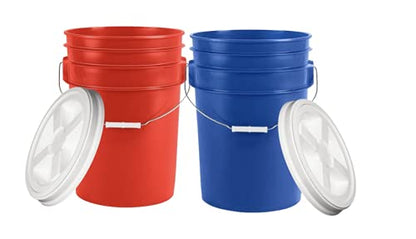 6 Gallon Large Food Grade BPA Free Bucket Pail with Airtight Screw on Lid (Pack of 2)