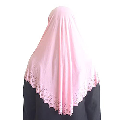 Instant Hijab Scarf for Women Muslim Women Clothing Headscarf for Girls with Czech Rhinestone - color: Pink