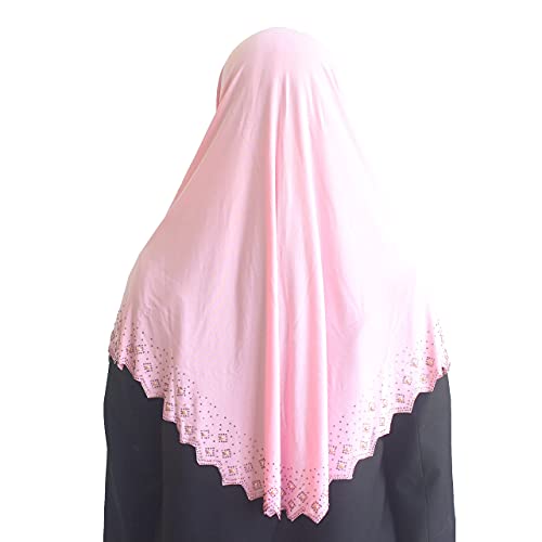 Instant Hijab Scarf for Women Muslim Women Clothing Headscarf for Girls with Czech Rhinestone - color: Pink