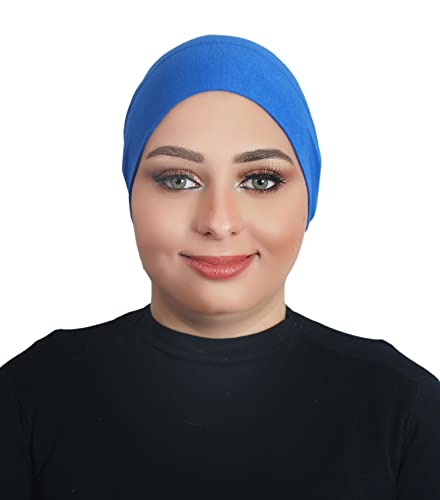 AL AMIRA Under Scarf Hijab Tube UNDERSCARVES Bonnet Chemo Hat Cotton Fabric 20 Colors - color: Royal Blue