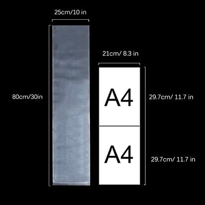 Long Plastic Sleeves 10x30 Inch 50 Pack Poster Poly Bags, 2 Mil Clear Flat Open Blueprint Storage Poster Tube for Large Narrow Items, Waterproof - style: 10X30-50pack