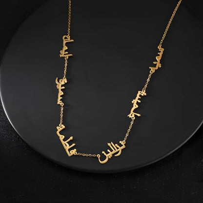 LUSSO Customized 14K Gold Filled Name Plate Necklaces For Women And Men - Customized Necklace Arabic Nameplate Pendant Ethnic, Personalized Name Necklace - color: 5 - Double Plated Name Necklace