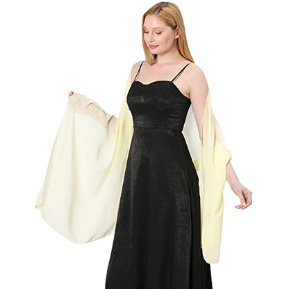 Ladiery Chiffon Shawl Wraps for Women Evening Dresses, Elegant Soft Sheer Shawls for formal dressy Bride Wedding - color: Beige