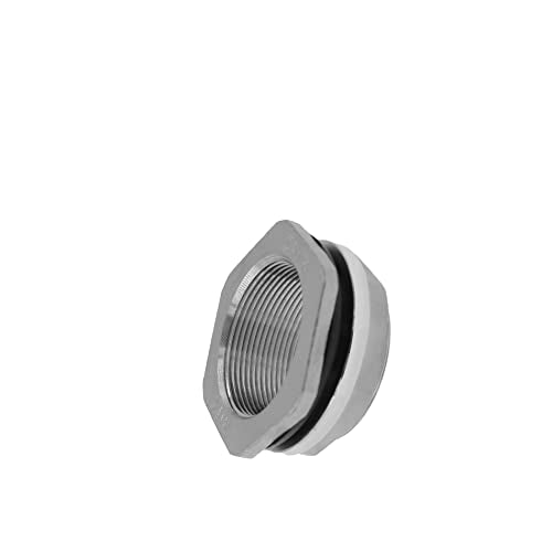 1.5" Bulkhead Water Tank Connector SUS304 Stainless Steel Thru-bulk Fitting,SAFYY Water Pipe Connector,Water Tank Adapter,Thru-Bulk Pipe Fitting for Rain Barrels,Aquariums,Water Tanks,Tubs,Pools - size: 1.5 Inch
