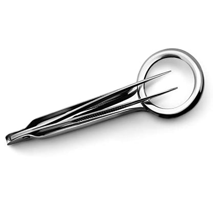Splinter Forceps - Fine Point - Tweezers Stainless Steel Straight & Curved (Forign Object 4 pcs set) - size: Forign Object 4 pcs set