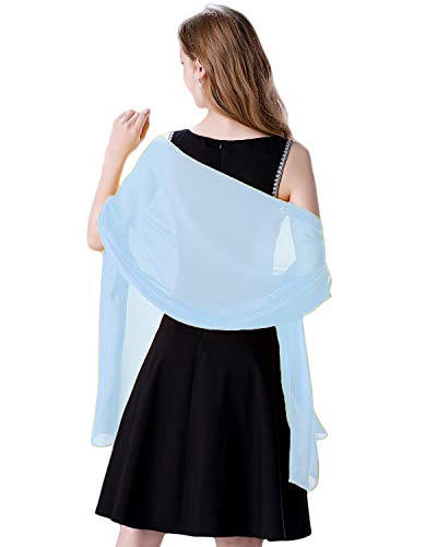 Shawl and Wrap for Evening Dresses Wedding Sheer Scarfs Women Scarve - color: Light Blue, size: One Size