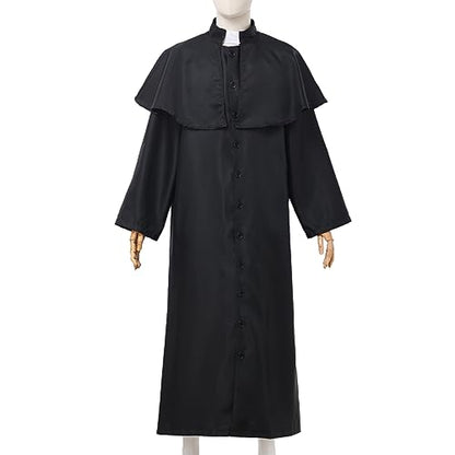 COSDREAMER Mens Clergy Robe Preacher Cassocks Mens Praise Worship Robes - color: Gold Black, size: X-Large