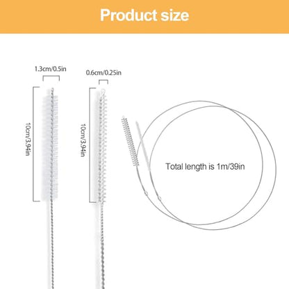 Extra Long Pipe Cleaners,Straw Cleaner Brush Extra Long,Tube Cleaning Brush Suitable for Cleaning Feeding Tubes (2 Pcs) - size: 2 PCS
