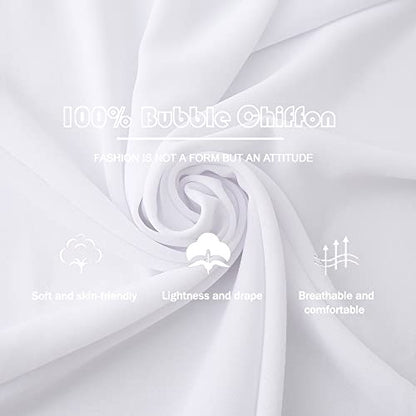 Yeieeo Instant Chiffon Hijab with Undercap (Tube or Bandage Cap), Breathable, no sweat buildup,Solid Chiffon Head Wraps - color: White