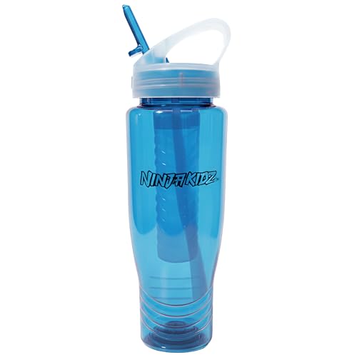 Ninja Kidz Official Kids Water Bottle with Straw, Reusable Water Bottle with Handle, Leak-Resistant, Insulated, Durable, Great for Sports, Official Merch, 0.5 liters, Blue - color: Blue