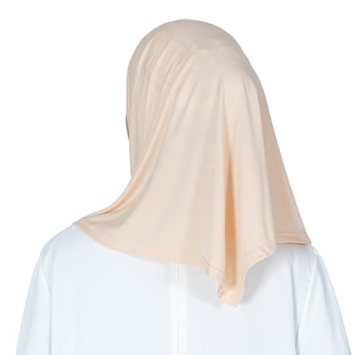 Solid Color Hijab for Women Muslim Prayer Scarfs for Women Women's Instant Hijab Modest Islamic Khimar - color: Beige