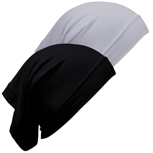 Loopeer 2 Pcs Hijab Undercaps No Slip for Women - color: Black, Gray
