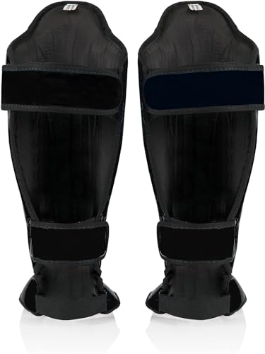 Fairtex SP5 Black Large Shin Guards + BGV1 16 oz Black/White/Red Glove Muay Thai Handwrap Black 180 inch
