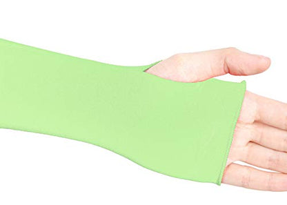 V28 Women Stretchy Long Sleeve Fingerless Gloves - color: Mint