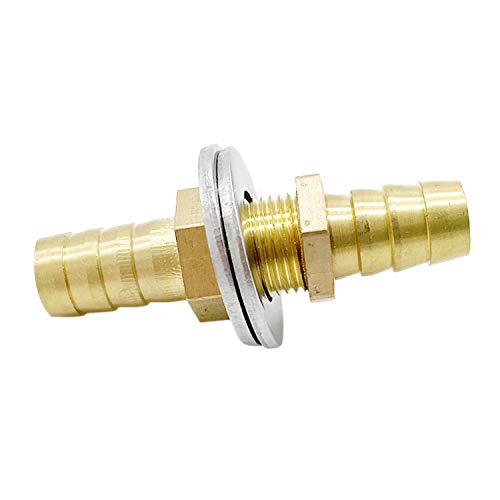 Brass 1/2" Hose Barb Bulkhead Fitting Thru-Bulk Straight Adapter for Water Fuel Air - size: 1/2" Hose Barb