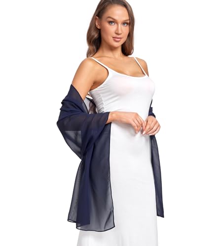 Shawl and Wrap for Evening Dresses Wedding Sheer Scarfs Women Scarve - color: Navy, size: 72''×18''