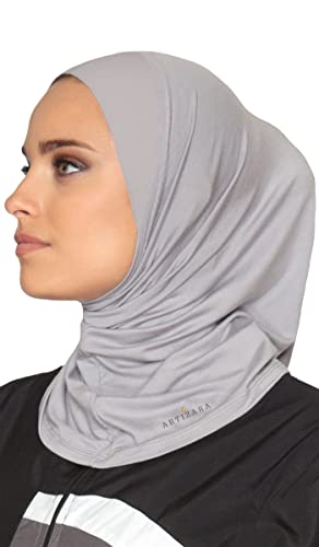 Stretch Sports Hijab - Athletic & Workout Hijab for Modest Islamic Gym Workout - color: Light Gray