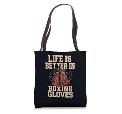 Life Is Better In Boxing Gloves Vintage Combat Sports Gym Tote Bag