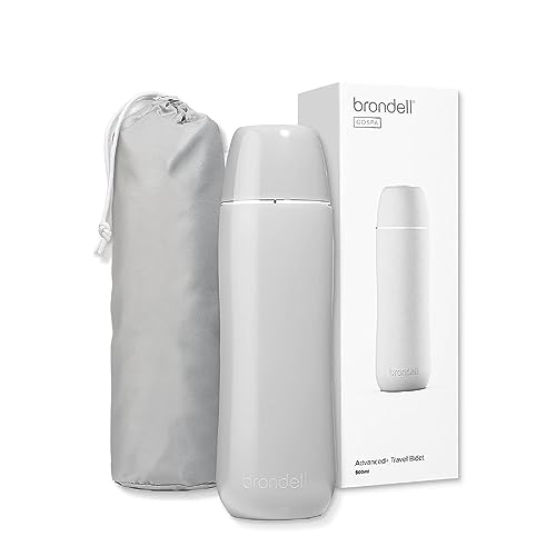 Brondell GoSpa Advanced Portable Bidet for Travel–Pop-Up Nozzle System –High-QualityCompact Bidet with Discreet Travel Bag for Convenient Storage–500mL, Gray - color: Gray, style: 500ml