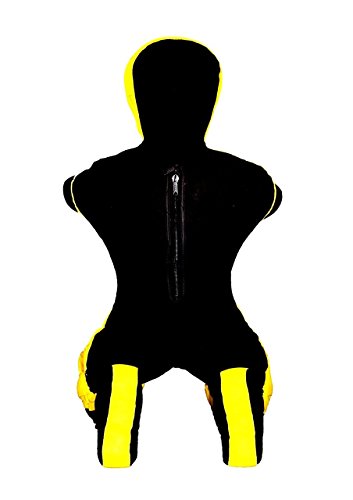 Bestzo MMA Martial Arts Brazilian Grappling Dummy-Sitting Position Black/Yellow - Unfilled - color: Synthetic Leather Black/Yellow, size: 70 inches (6 ft)