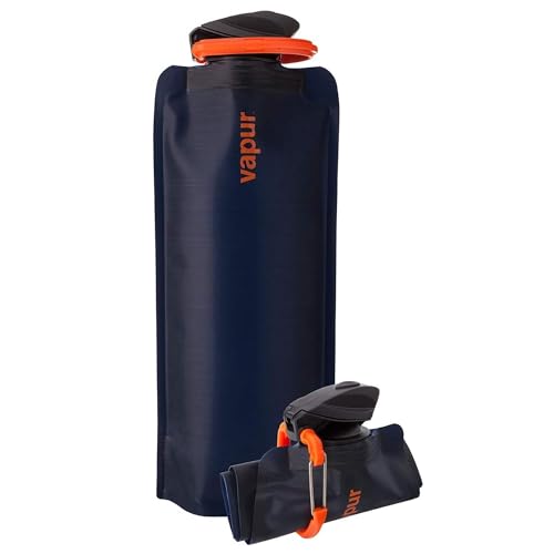 Vapur Collapsible Water Bottle with Carabiner - 23oz (0.7L) - Night Blue - color: Night Blue