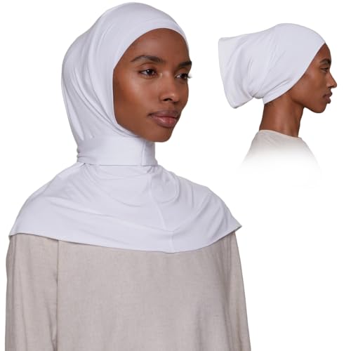 Slip-on Instant Premium Jersey Hijab with Undercap - Buttery Soft, Lightweight Hijab with Innovative Tie-Back Design - color: White