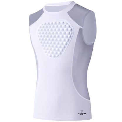 Youper Adult Padded Chest Protector Shirt, Heart-Guard/Sternum Protection for Baseball, Football, Lacrosse & Goalies - size: Medium, style: White/Grey